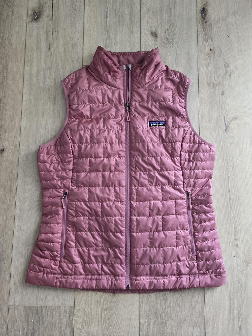 Patagonia Nano Puff Puffer Vest Pink Women’s Size L Full Zip Quilted Collar